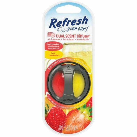 REFRESH YOUR CAR Oil Diffuser Car Air Freshener, Fresh Strawberry/Cool Lemonade 09022Z